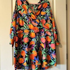 NEW Nina Parker Tropical Fruit Colorful Romper Plus 2X (Missing Belt) NWOT
